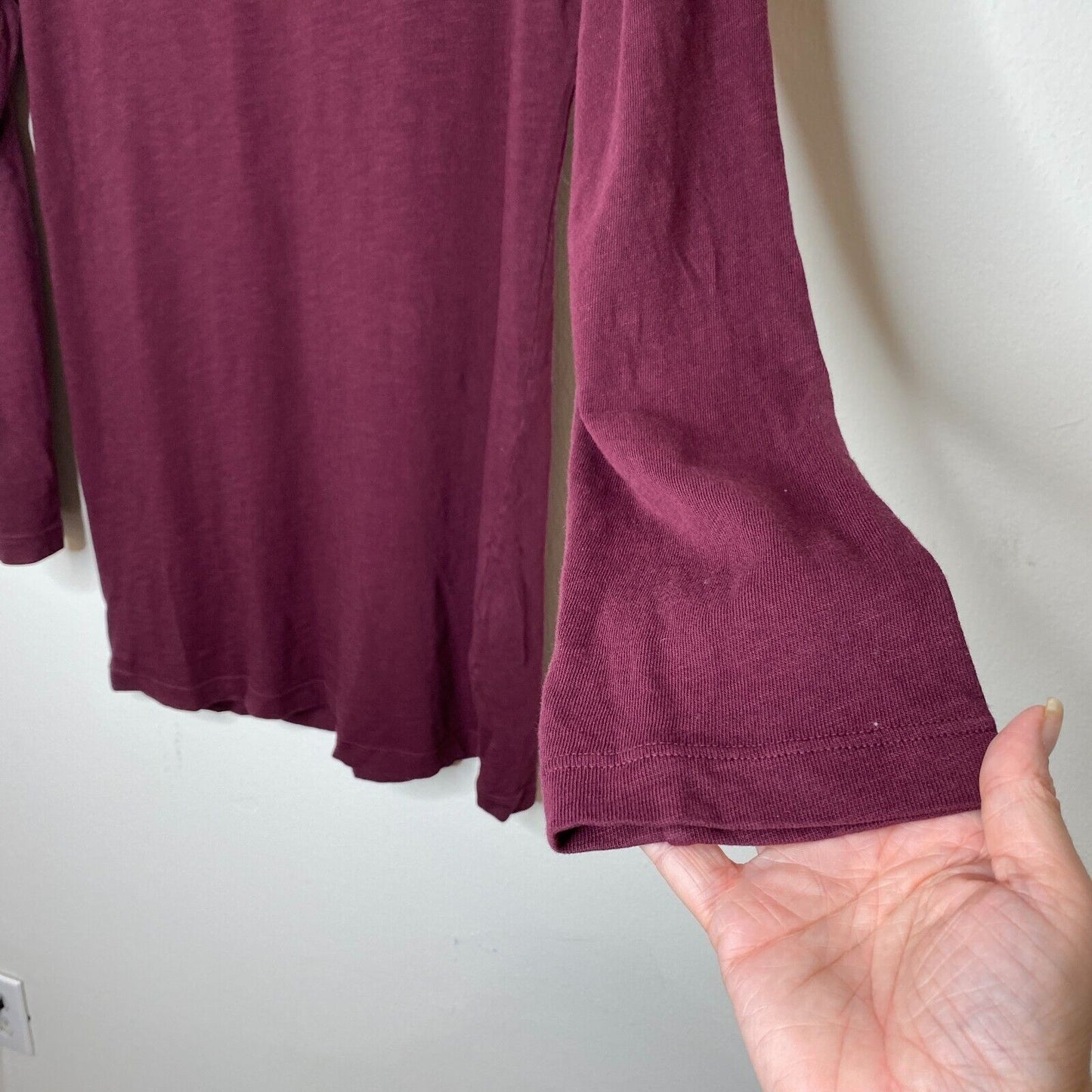 Cotton Citizen Tokyo Eggplant Crew Neck Long Sleeve Cotton Mini Shirt Dress S