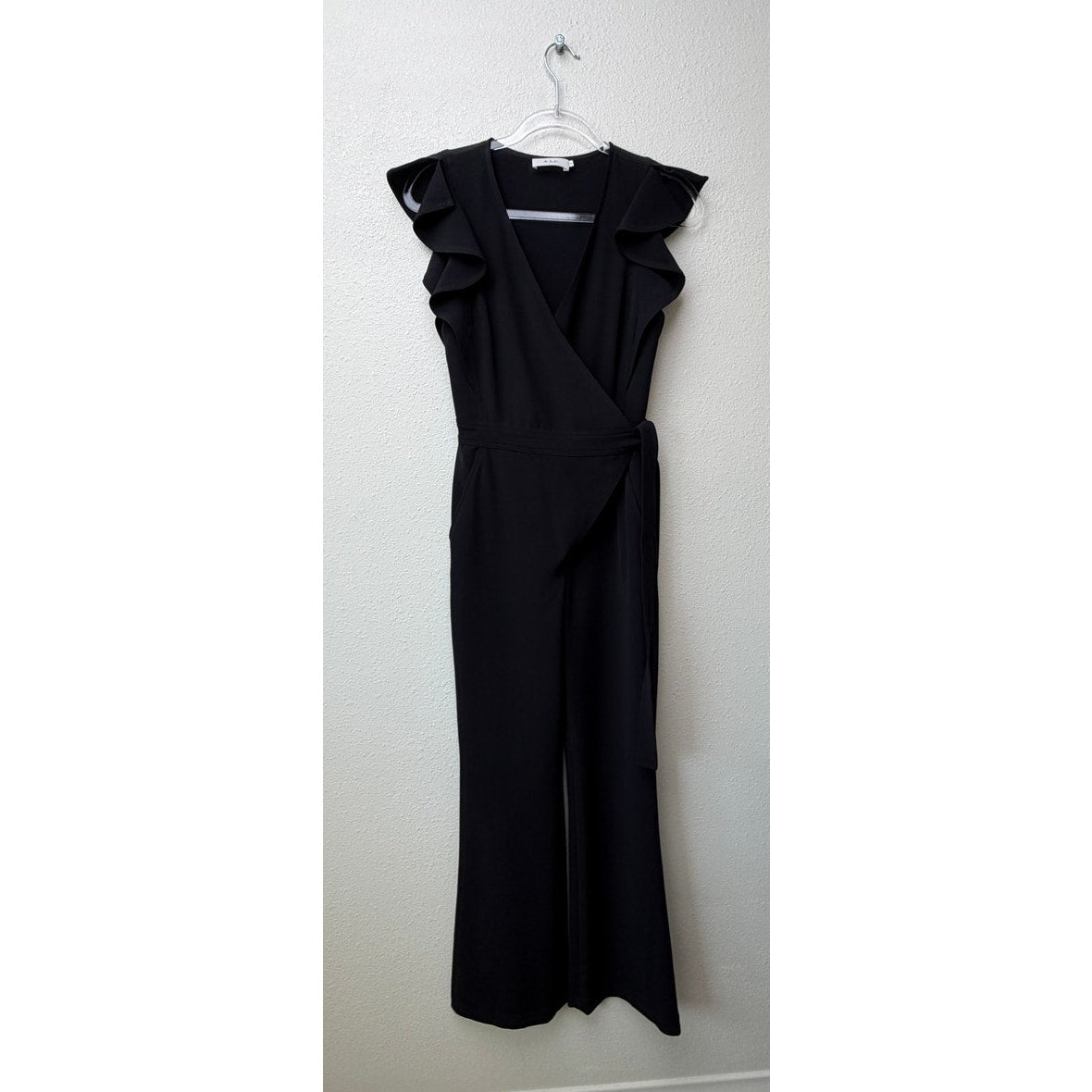 A.L.C. Wilder Black Wrap Flare Jumpsuit Womens 0