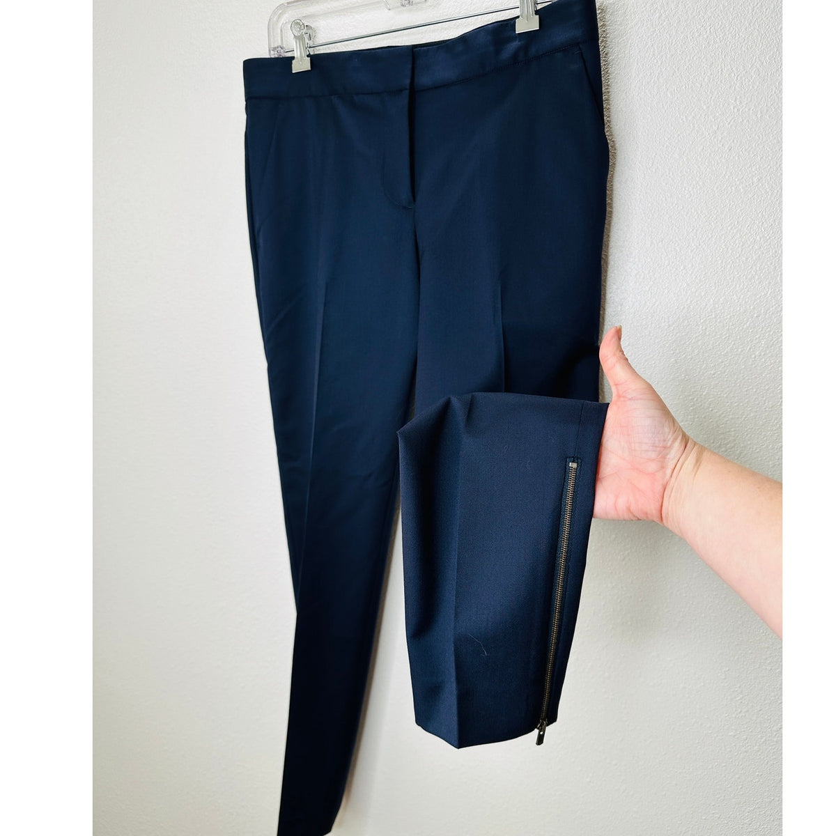 Stella McCartney Navy Vivian Wool Twill Tapered Zip Ankle Pant 42/ M