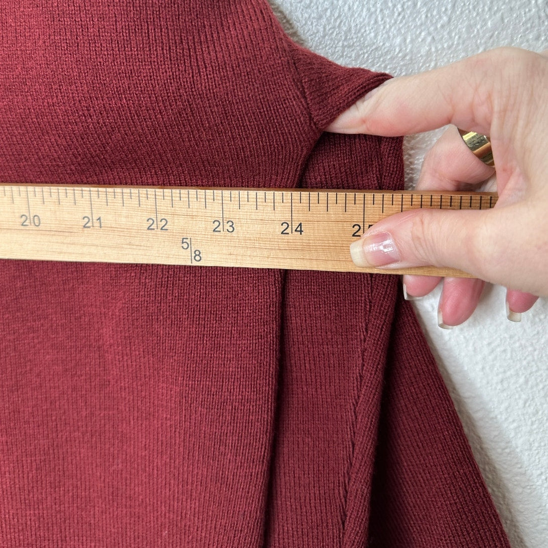 The Work Shop Burgundy Mock Neck Long Sleeve High Low Sweater S