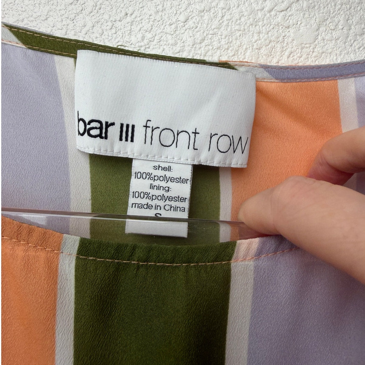 Bar III Front Row Striped Belted Fit & Flare Dress Peach Green Lilac Sz S