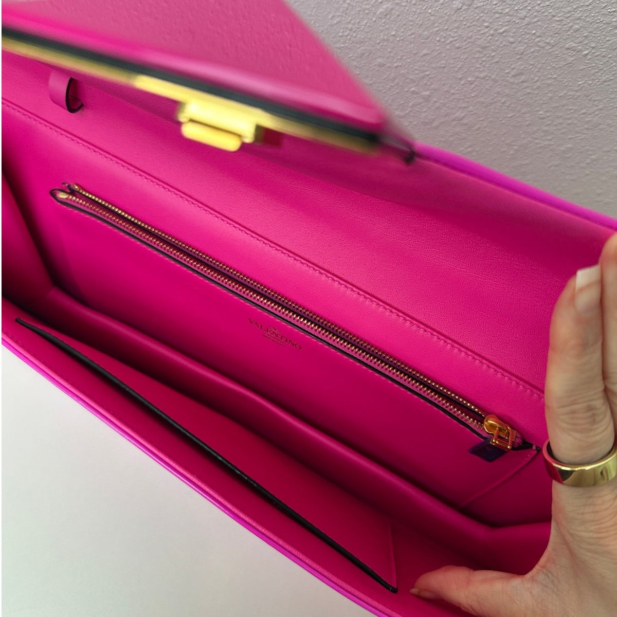 Valentino Hot Pink Patent Leather Large Envelope Clutch