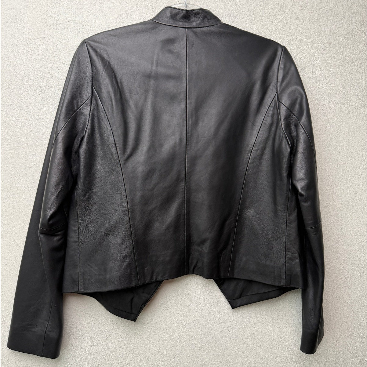 Halogen Black Leather Open Front Jacket Women's M