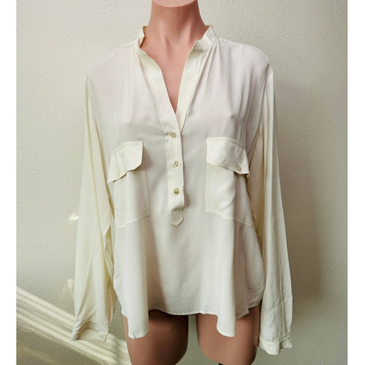 Stella McCartney Off-White Mandarin Collar Blouse Women's US 10 (EU 42)