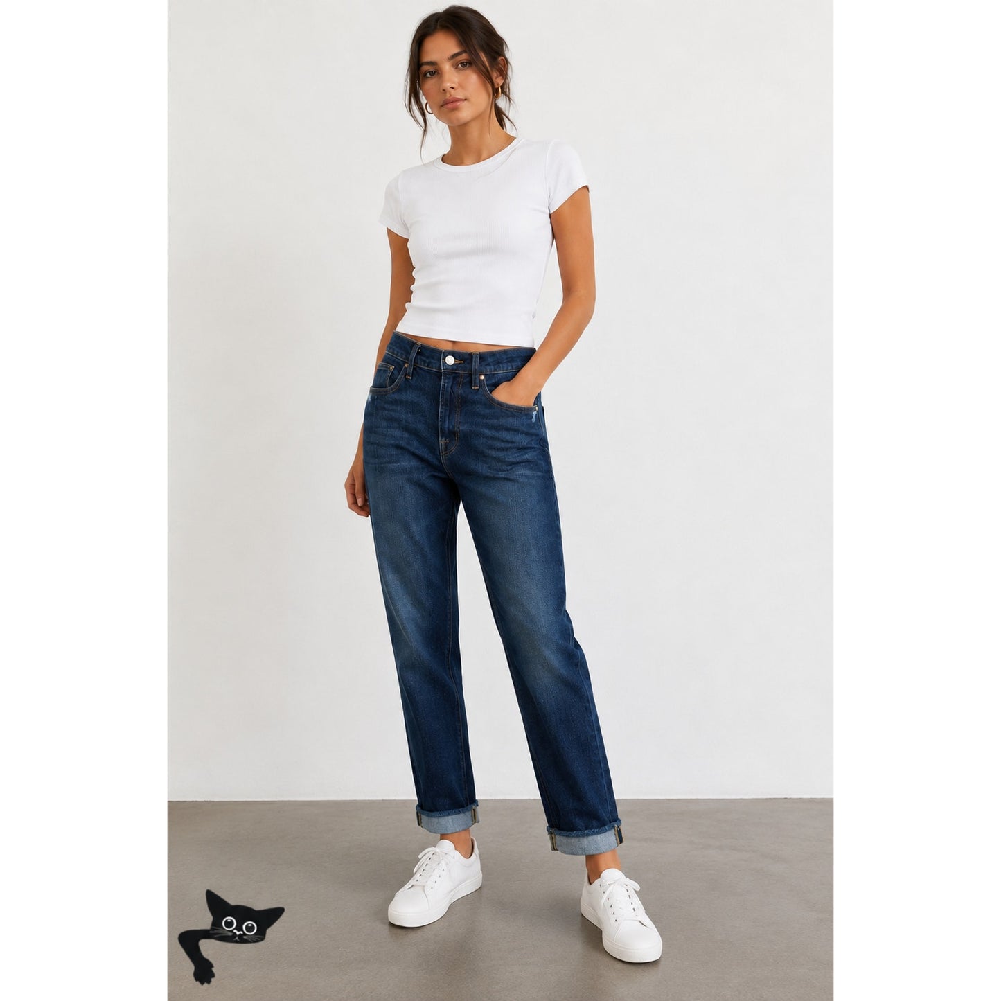 Frame Le Boy Dark Wash Pondview Raw Hem Denim Jeans 27