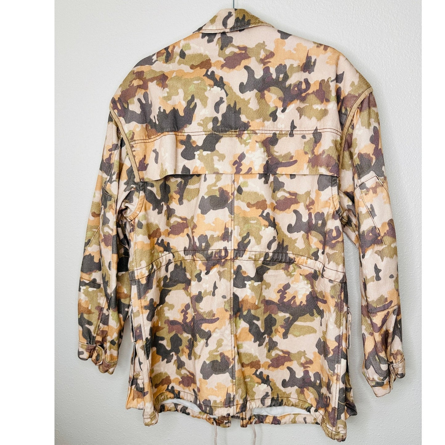 NWT Isabel Marant Peach Pink Gray Elize Camel Camo Field Jacket 38