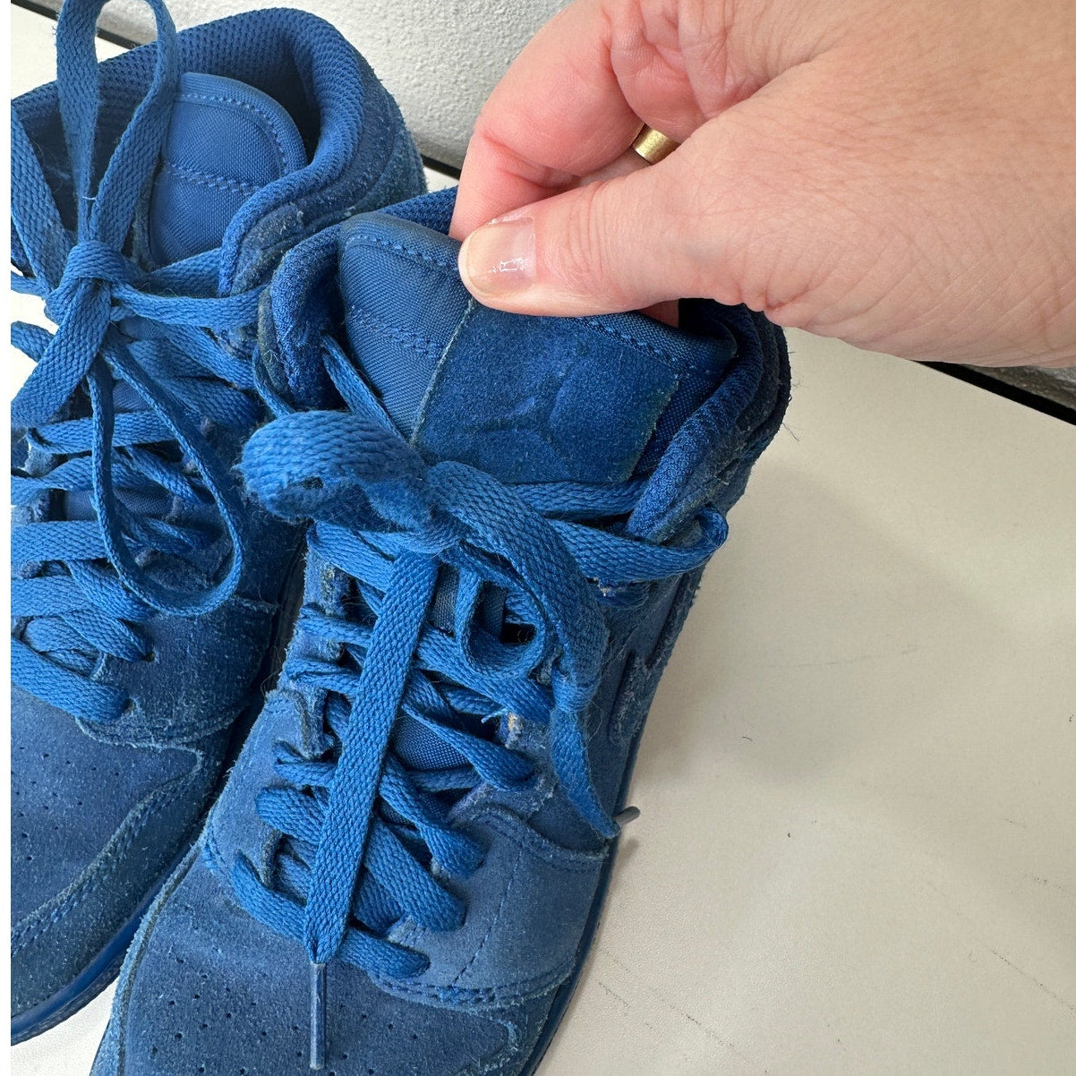 Nike Air Jordan 1 Retro High Top Blue Suede Sneaker 4 Youth