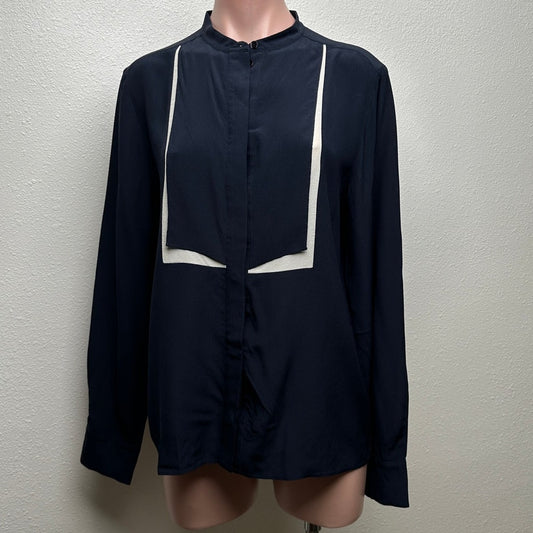 Stella McCartney Blouse Black/Taupe Womens US L 100% Silk