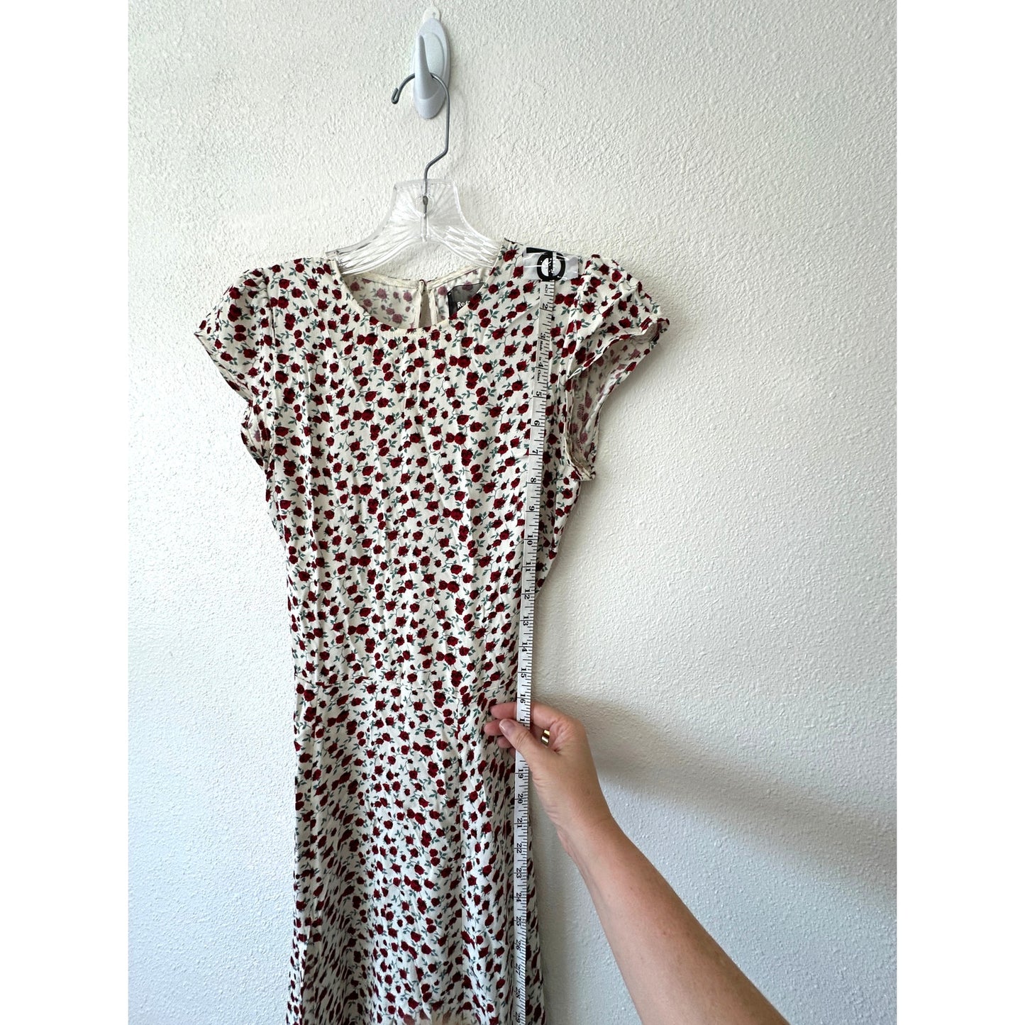 Reformation Ivory Floral Print Round Neck Cap Sleeve Open Back Maxi Dress 0