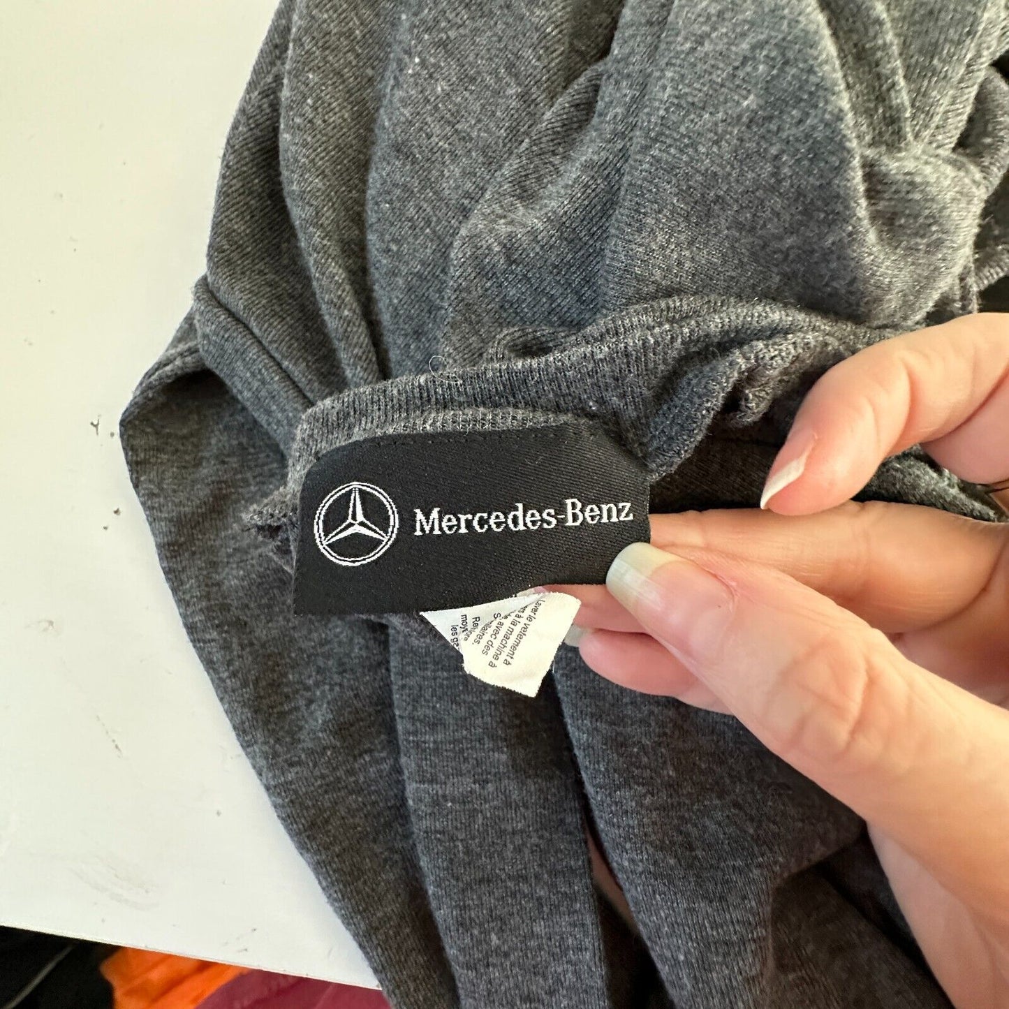 Mercedes Benz Logo Men's Ultra Thin Gray VNeck Long Sleeve Sweater Large