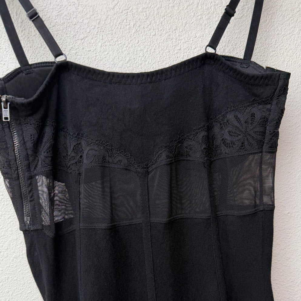 GUESS Black Lace Bodycon Mini Dress Sheer Mesh Corset Size S