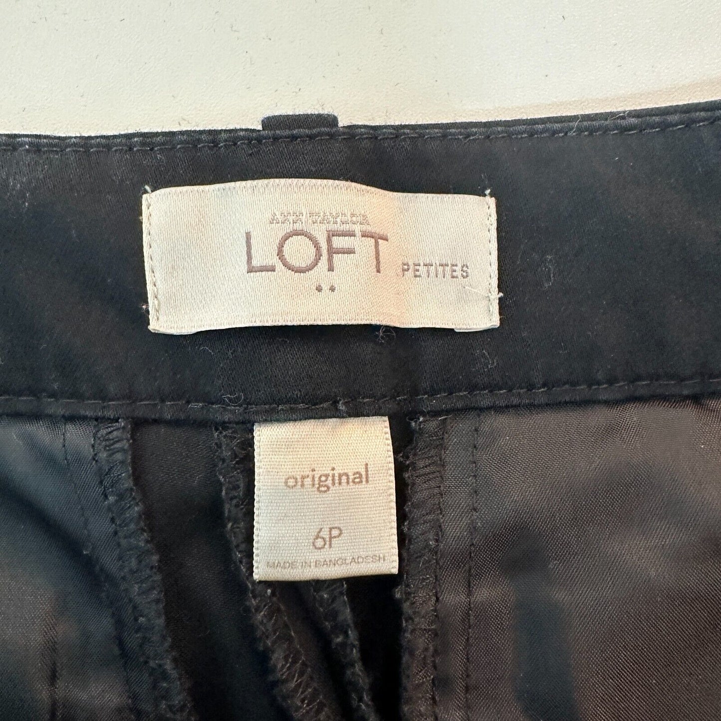 Loft Petit Cute Black Capri Trouser Pant Hook & Eye Close Front Slash Pockets 6P