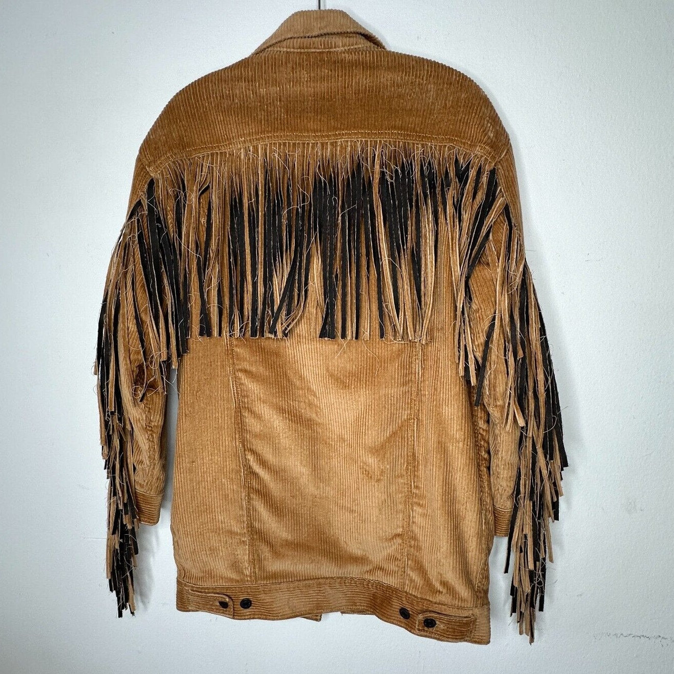 NWT Levis Karla Camel Tan Fringed Corduroy Long Trucker Button-Front Jacket XS