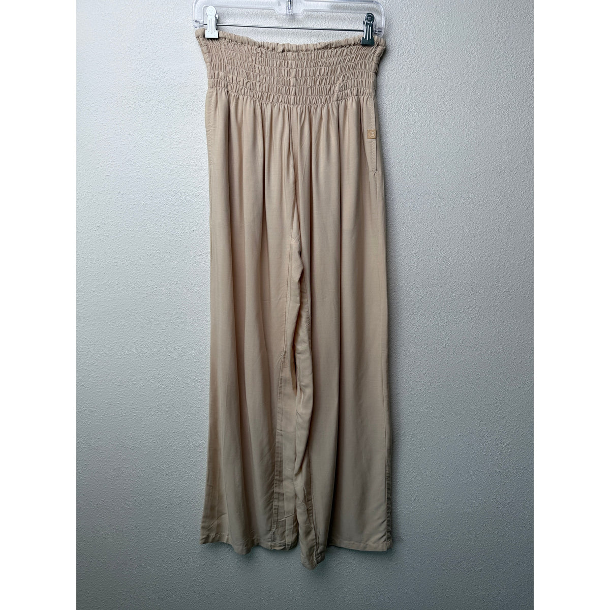 PIYOGA Beige Smocked Palazzo Pants Women US 0-12