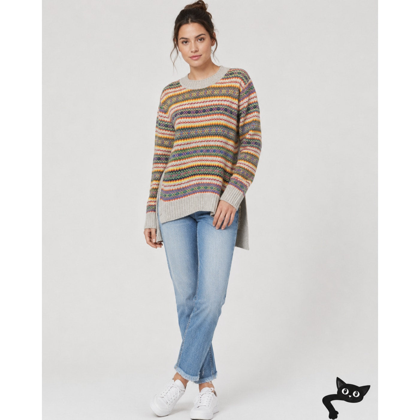 Stella McCartney Multicolor Zigzag Wool Women’s US 10 (EU 44) High Low Sweater