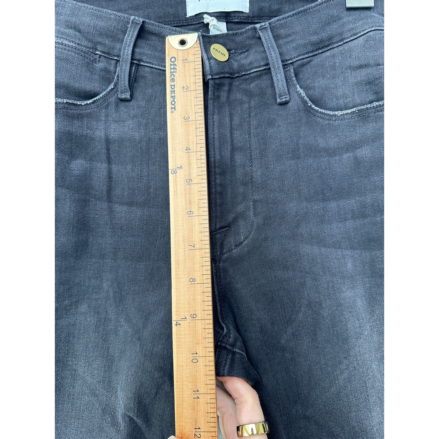 NWT Frame Le High Straight Jeans Black Raw Hem Women's 27