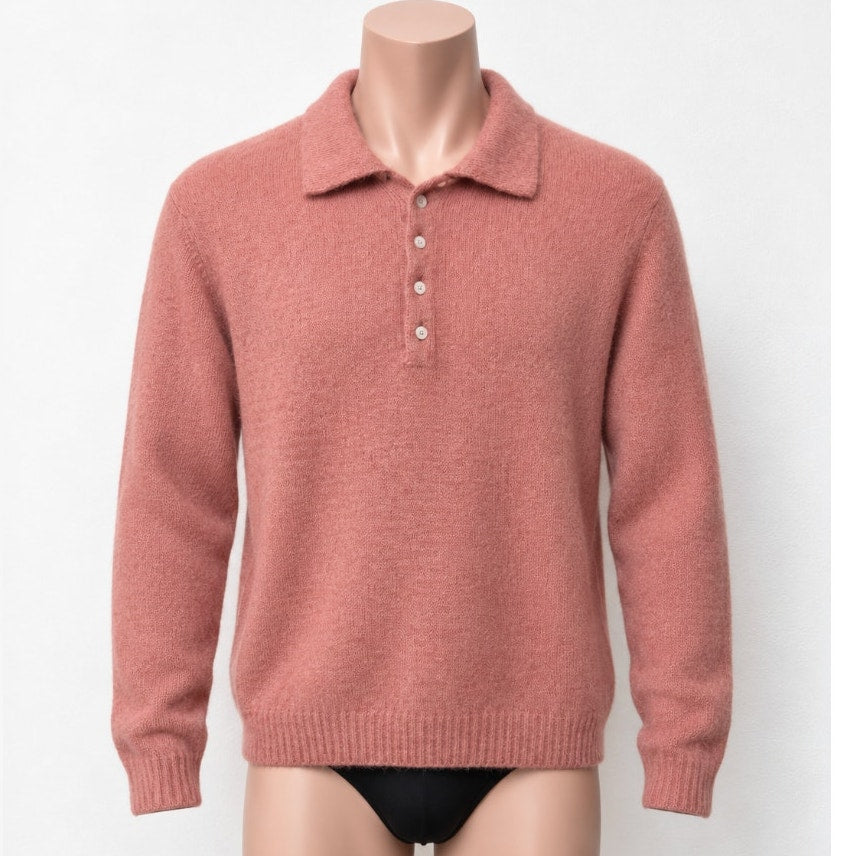 Todd Snyder Mohair Sweater Polo Mens Medium Mauve Pink