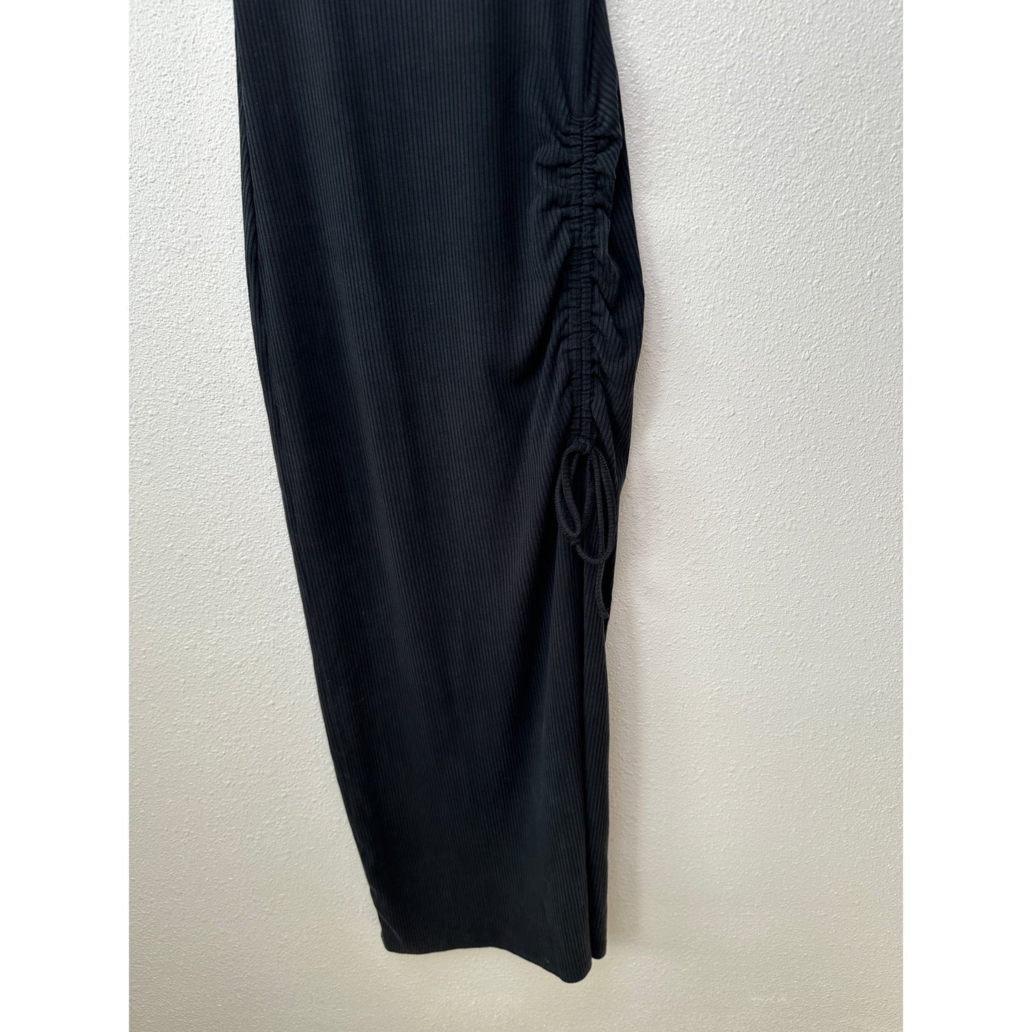 L Space Sandpiper Dress Black Women XS Ribbed Midi