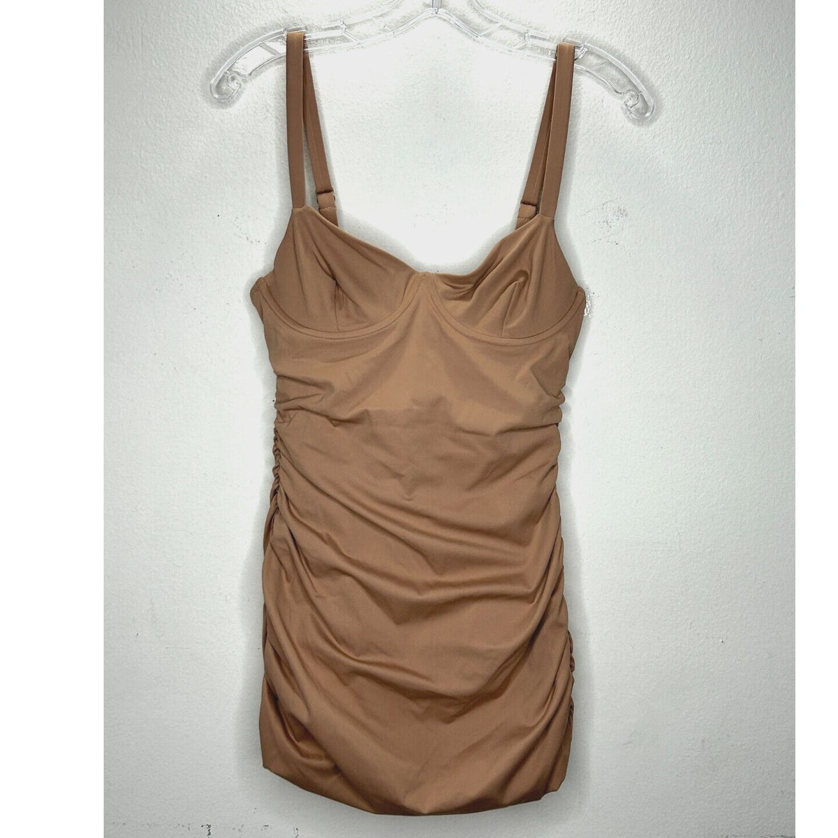 NWT Skims Sienna Tan Sculpting Ruched One Piece Bathing suit Swim Dress Small