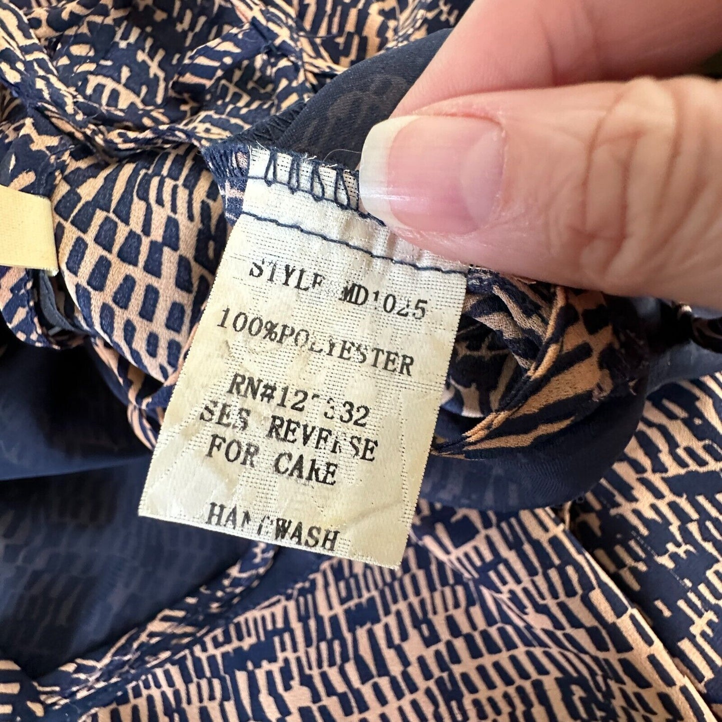 Fora Tan & Navy Front Button Strappy Decorative Back Wide Leg Jumpsuit Small