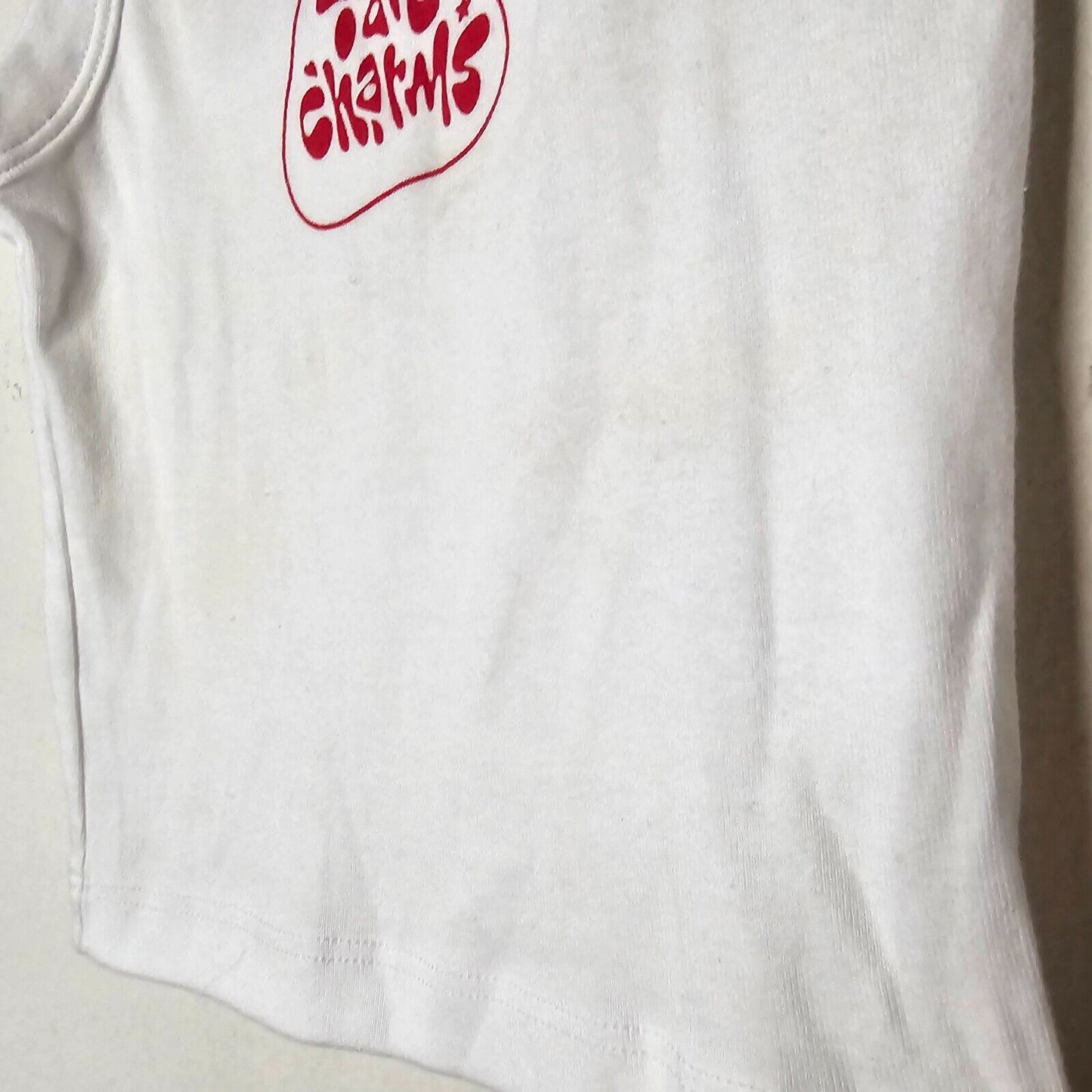 Ian Charms White Crop Scoop Neck Sleeveless Tank Top Red Ian Charms Logo Small