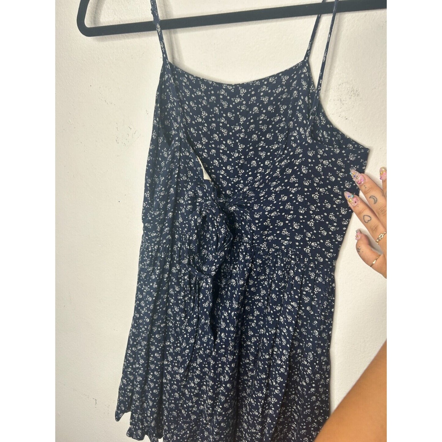 John Galt Navy Cream Floral Colleen Sleeveless Mini Summer Dress Scoop Neckline