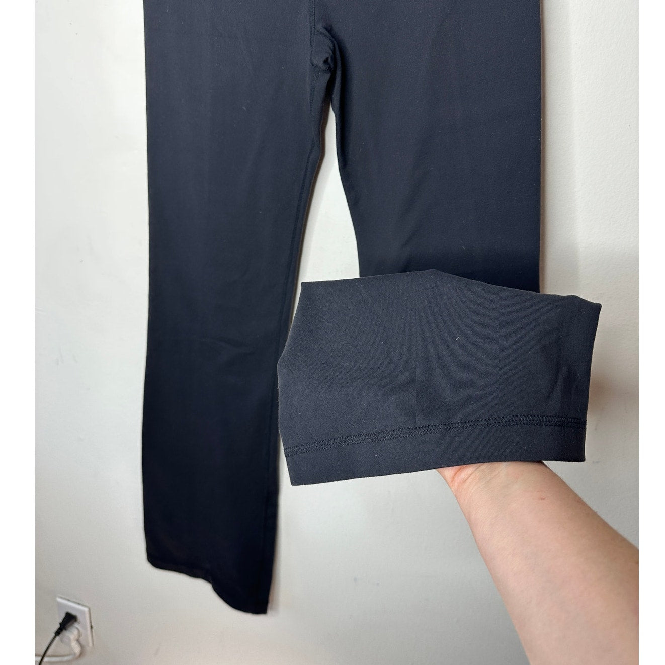 Lululemon Black Groove Flair Pant Multi Color Stripe Waistband Flare Leg 6