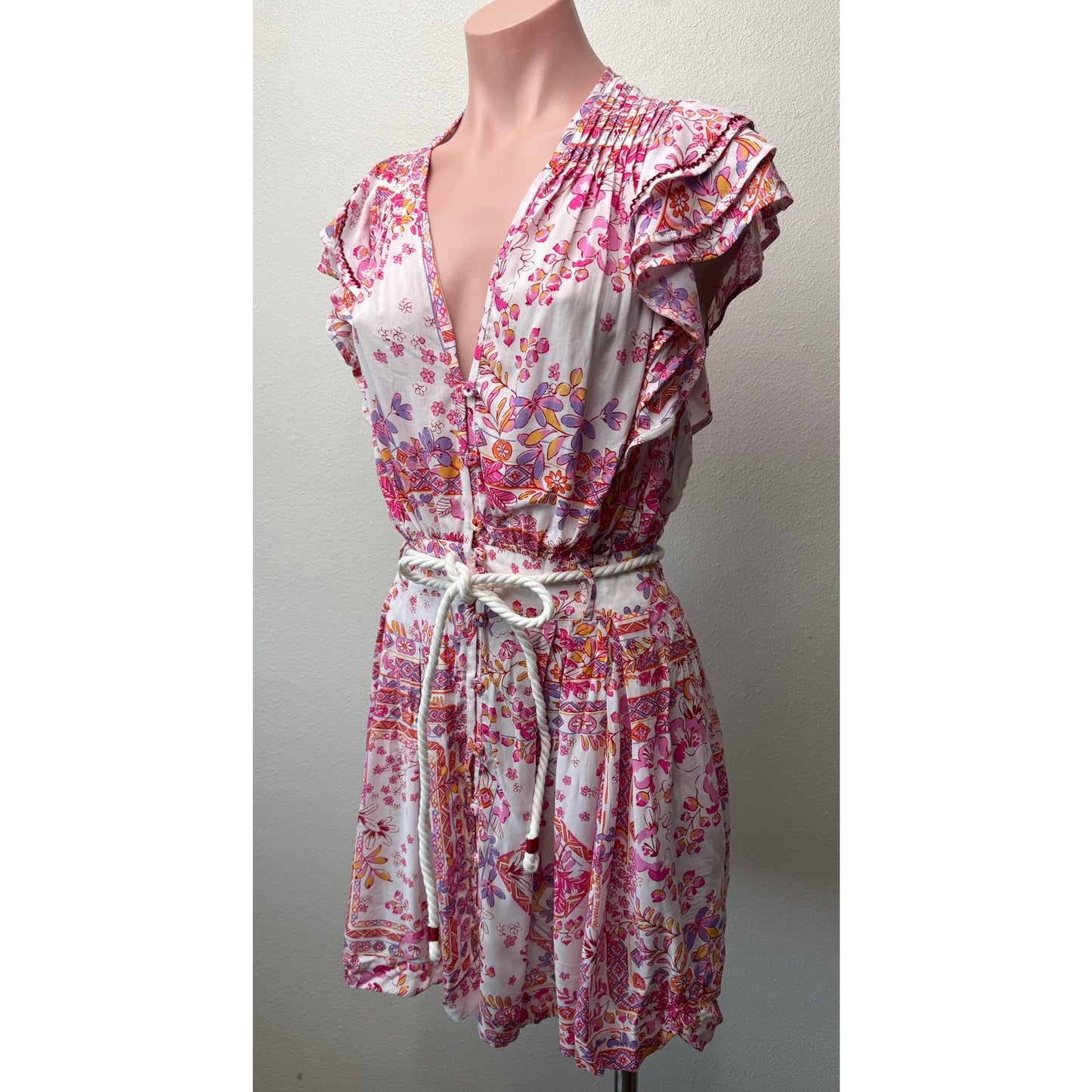 NWT Poupette St Barth Bice Pink Womens Mini Dress S