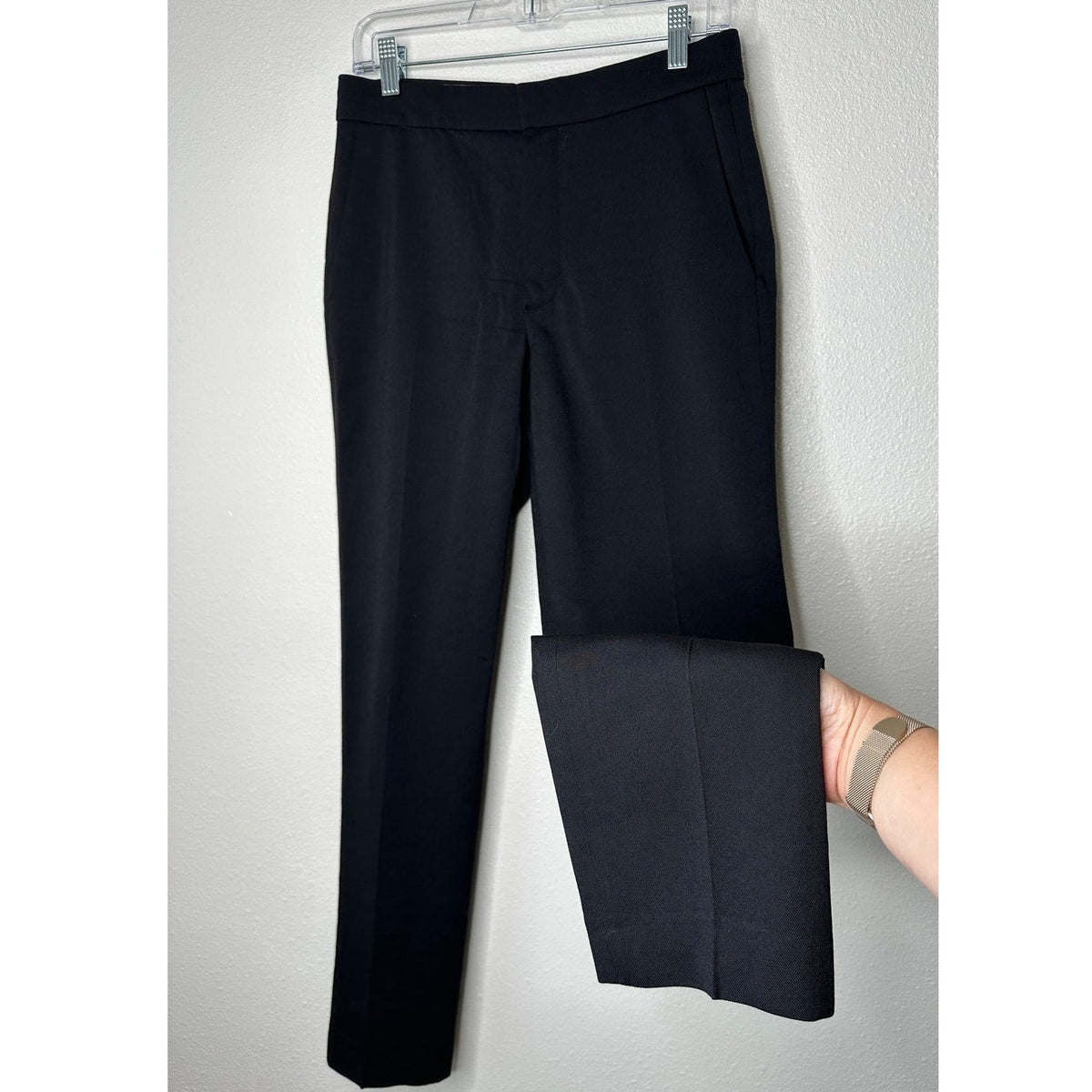 Chloe Black Wool Dress Slacks Slash Pockets Front Zip Trouser Pant 36 / 4
