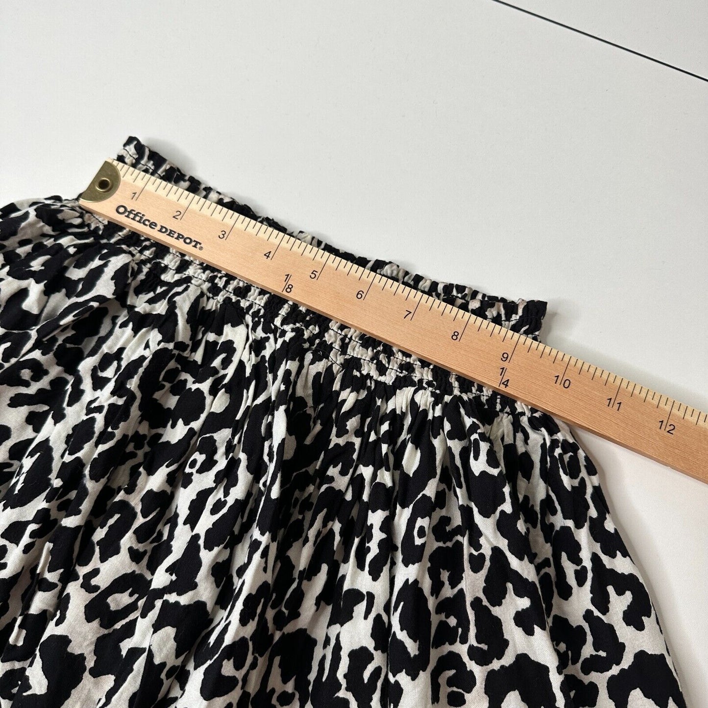 H&M Divided Leopard Print Cream and Black Ruffled Saucy Mini Skirt Smock Waist 4