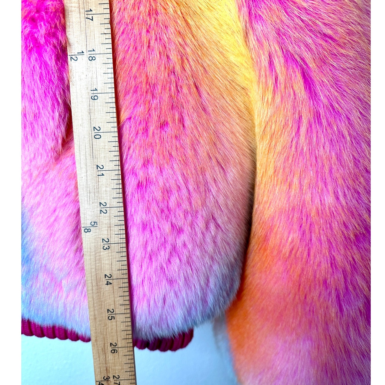 Virgil Abloh by Louis Vuitton Fox Fur Pastel Tie Dye Bomber Jacket Coat XXL