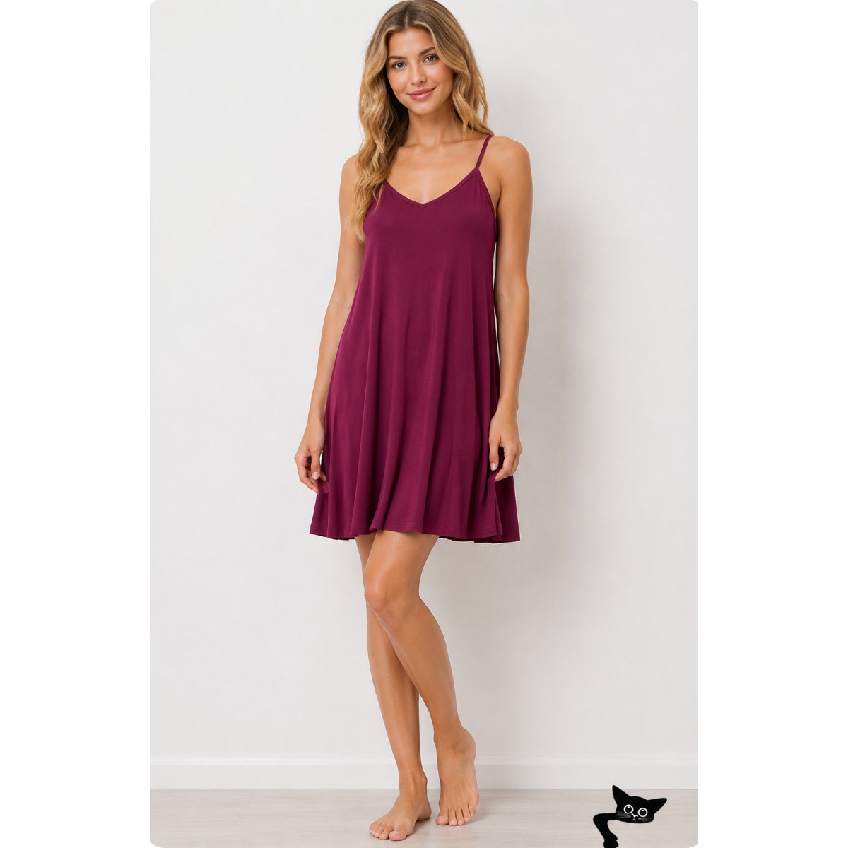 Old Navy Soft Burgundy Swing Spaghetti Strap Summer Tank Dress Above Knee S