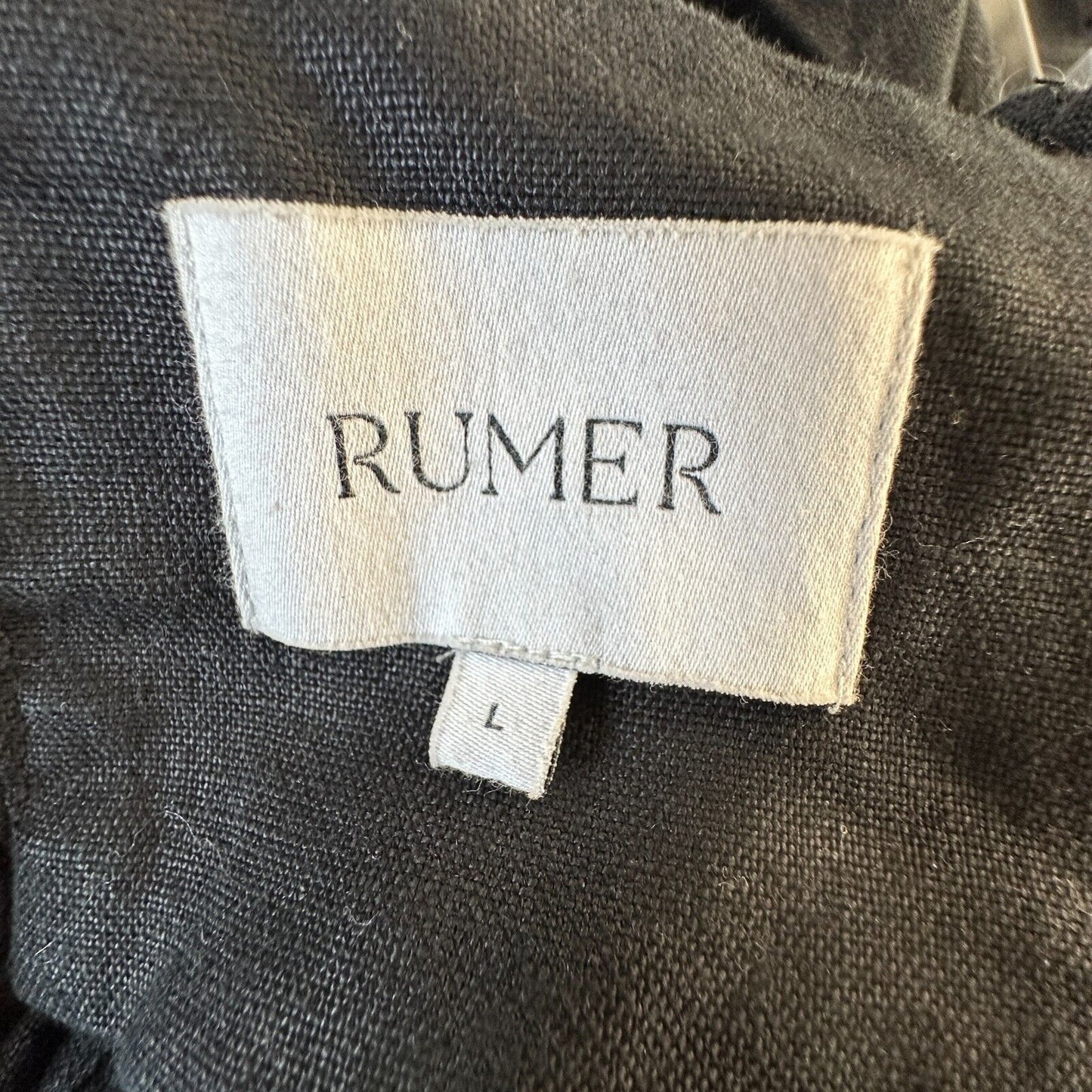 Rumer Black Avalon Ring Linen Dress Bandeau Top & Side Slit Skirt Zip Back L
