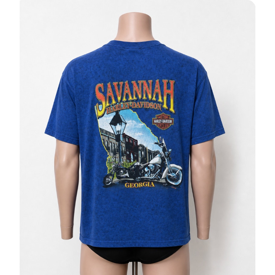 Harley-Davidson Savannah GA Tee Men’s L Blue Biker Shirt