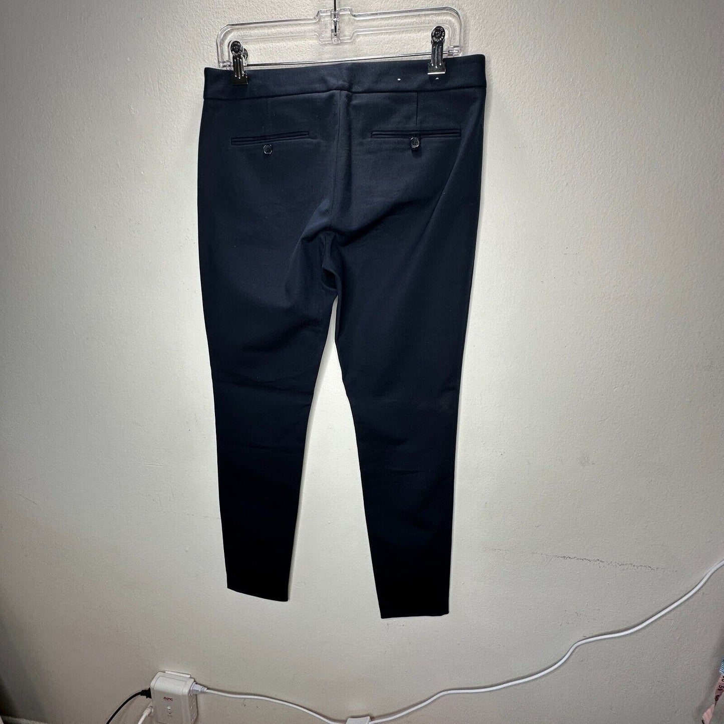 Club Monaco Navy Blue Straight Leg Leather-Lined Zip Pocket AnkleTrouser Pant 8