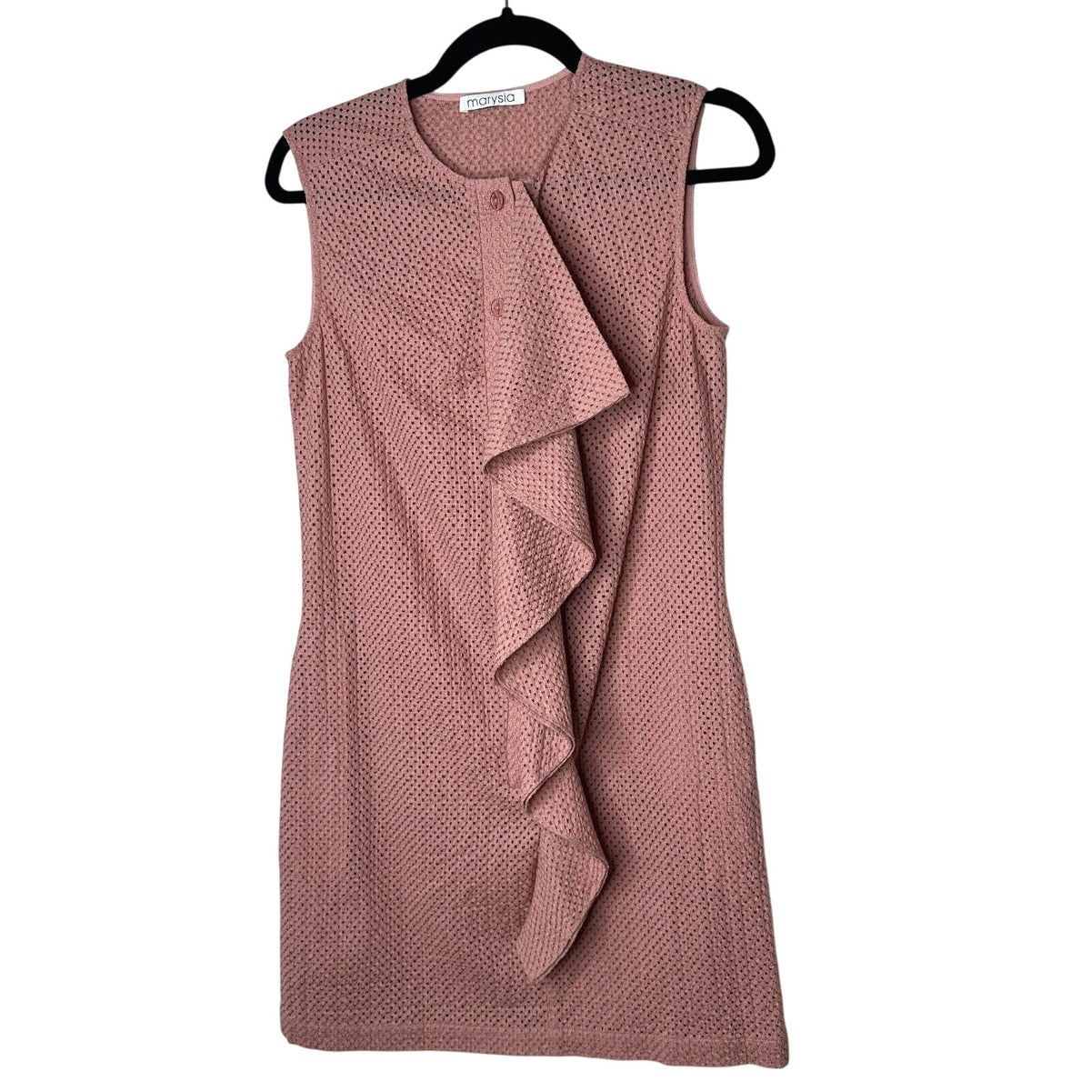 Marysia Mauve Pink Crystal Cove Eyelet Button Front Flowy Ruffle Mini Dress XS
