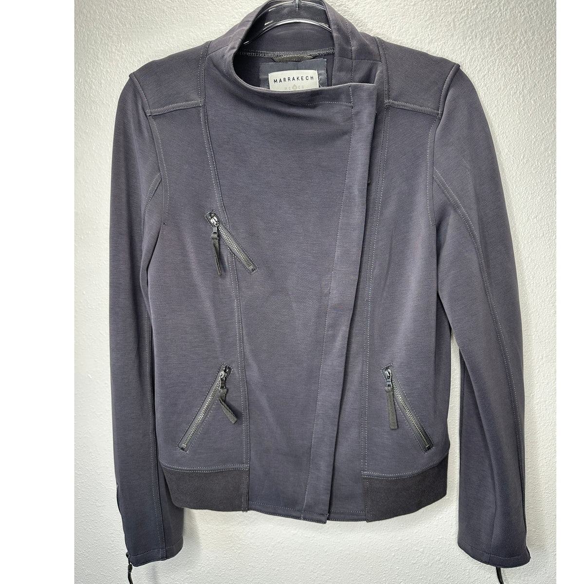 Marrakech Utility Moto Jacket Gunmetal Gray Ultra Soft Stretch Zip XS