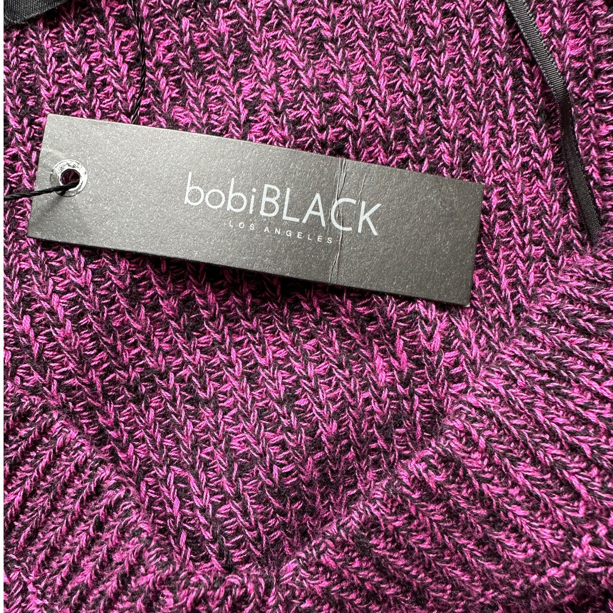 NWT Bobiblack Black Berry Marled VNeck Long Sleeve Crop Sweater S
