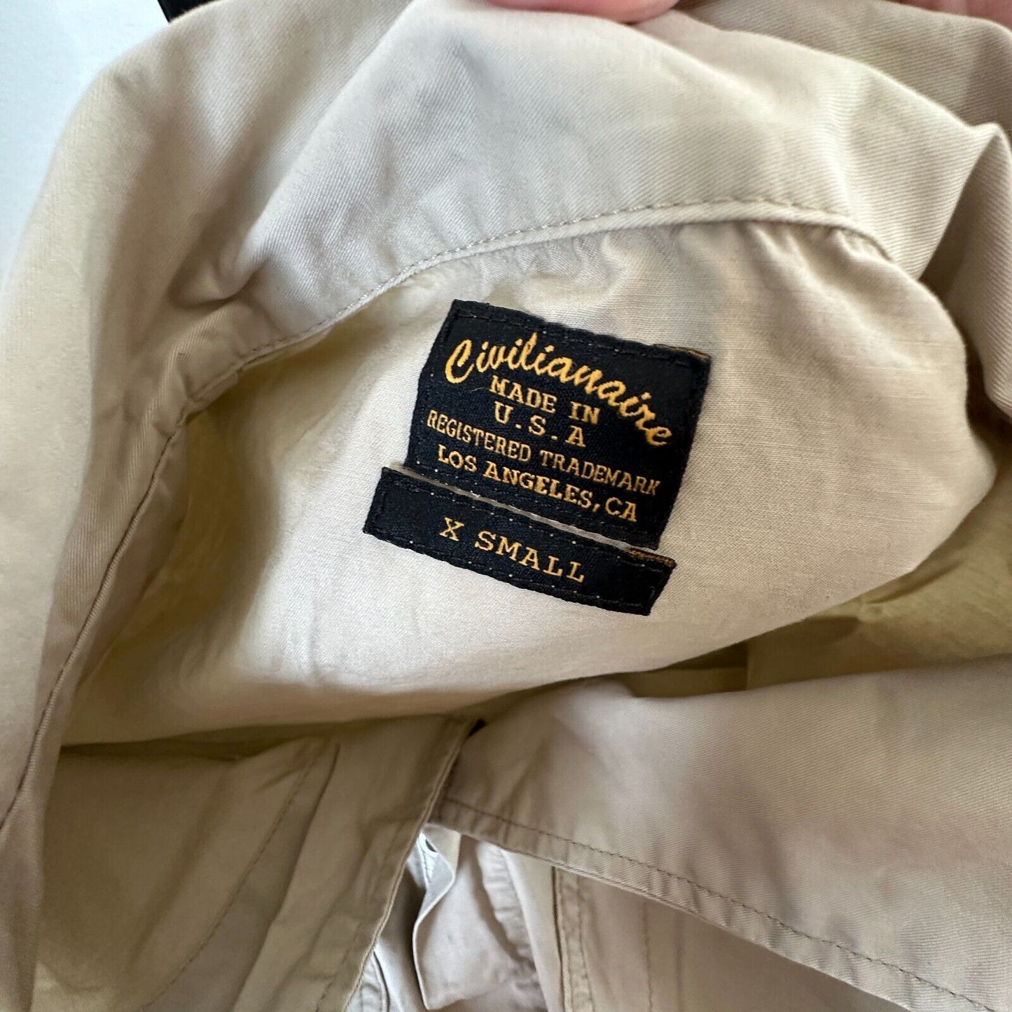 Civilianaire Khaki Twill Front-Zip Long Sleeve Pockets Utility Jumpsuit XS