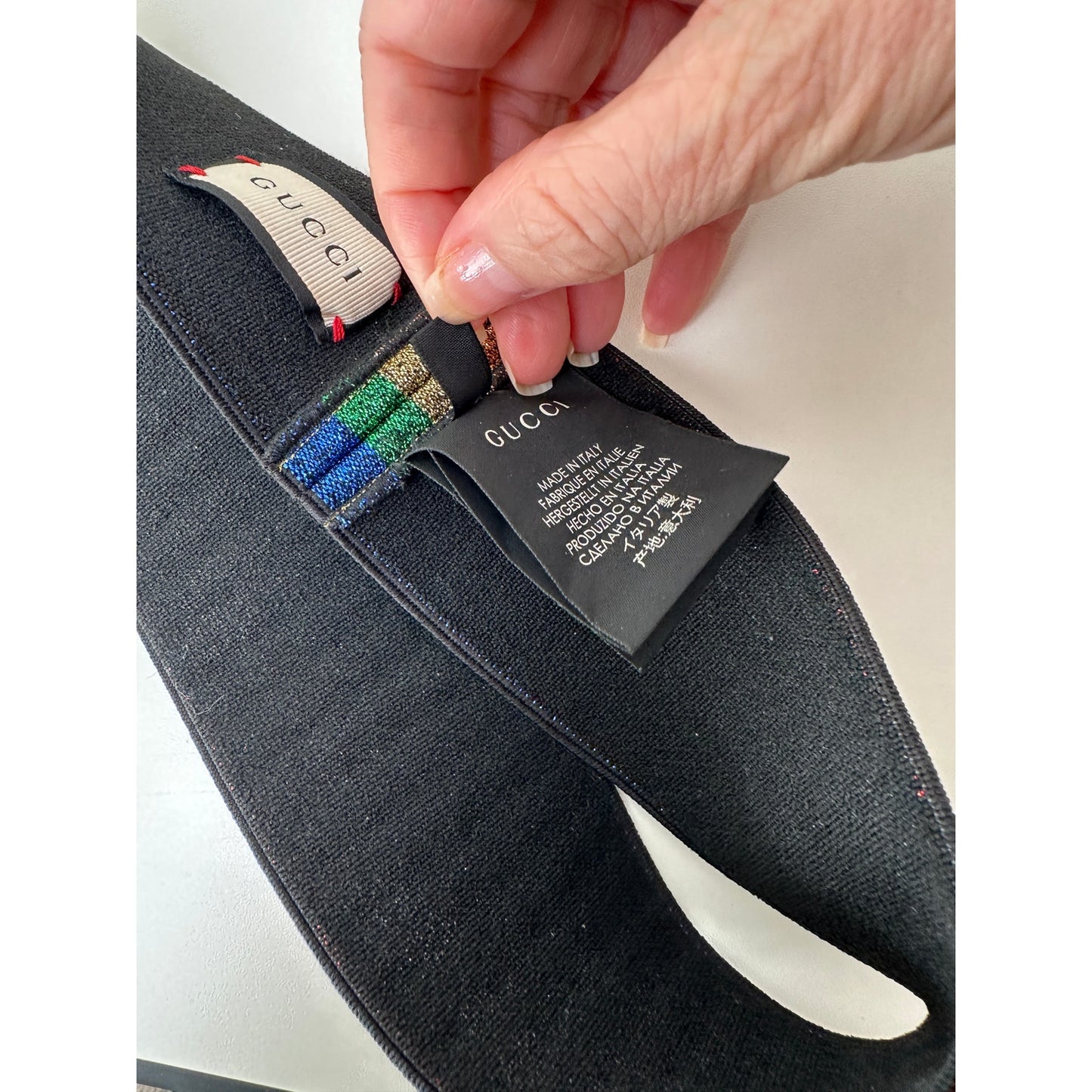 Gucci Multicolor Rhinestone Rainbow Stretch Headband