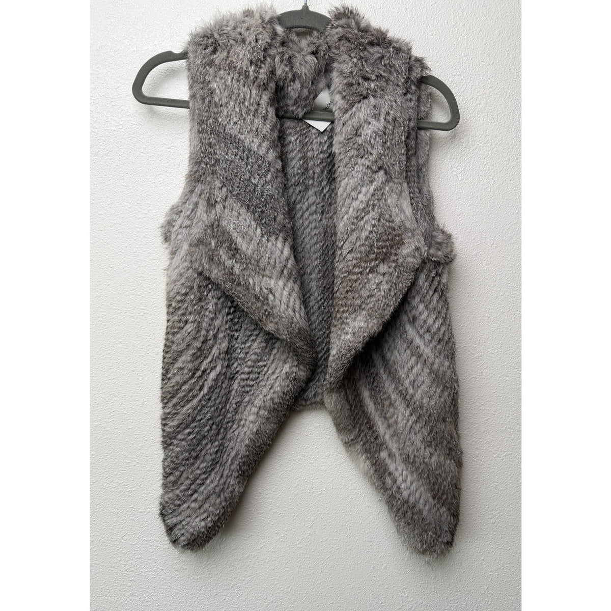 Yves Salomon Gray Rabbit Fur Drape Vest Women FR 34