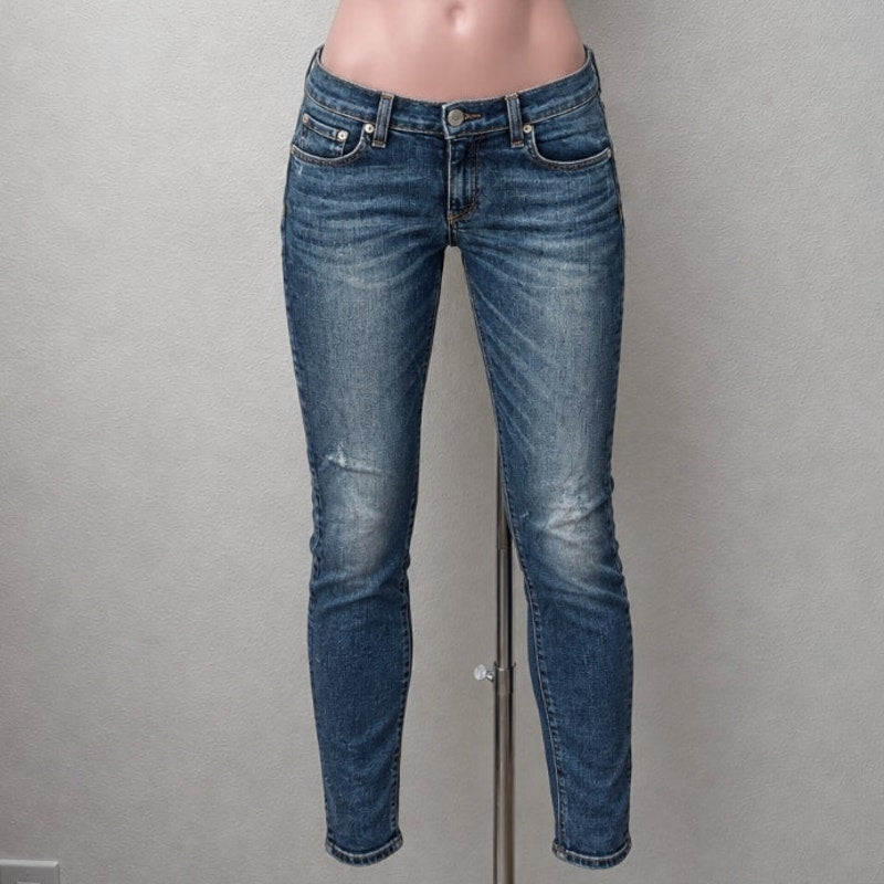 Rag & Bone Brimfield Medium Wash Low Rise Skinny Jeans Intentional Fading 27