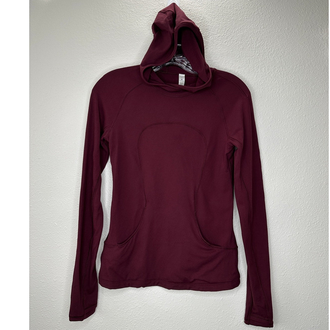 Lululemon Burgundy Long Sleeve Front Pocket Hooded Shirt 4