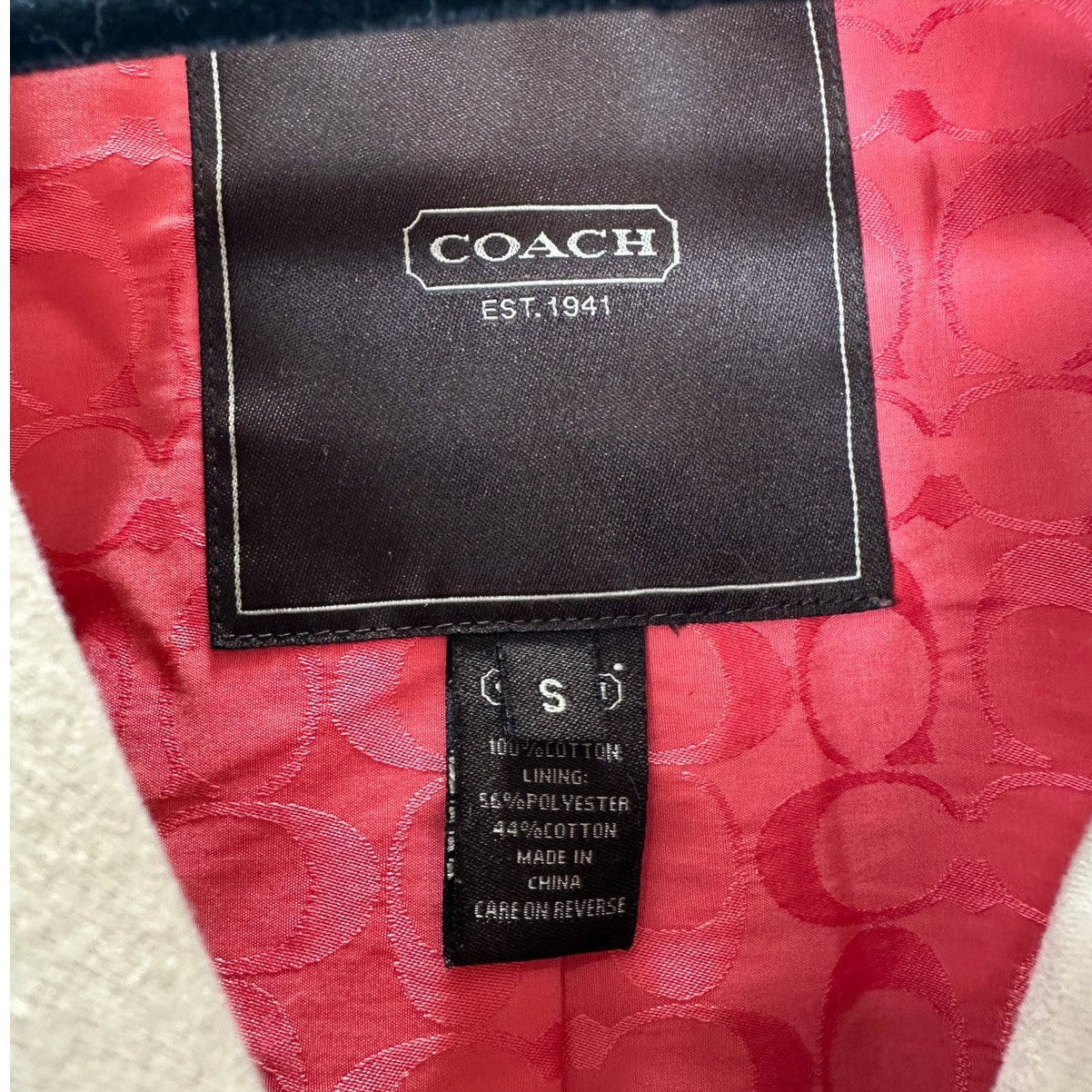 Coach Tan Double Breasted Tie Belt Trench Coat Gold Buttons Small