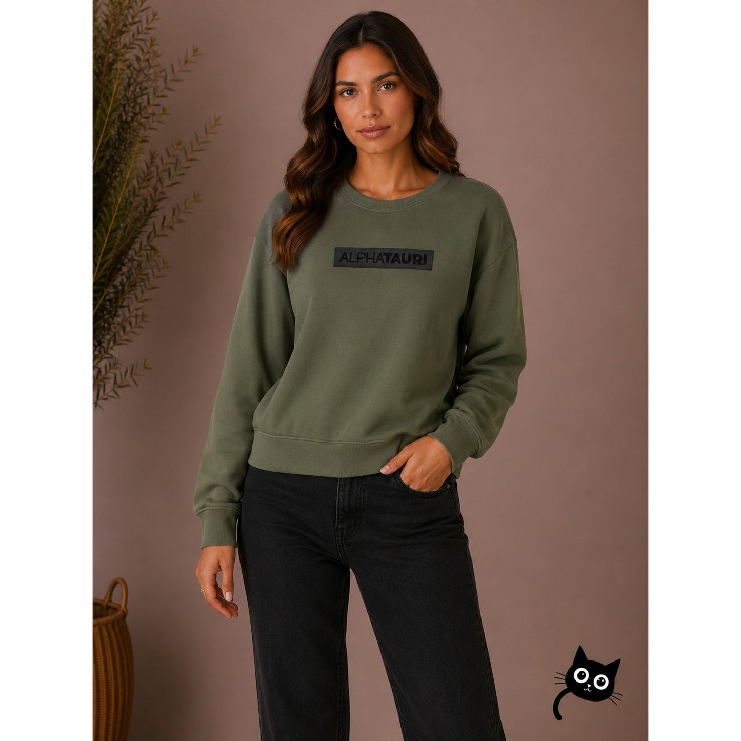 Alphatauri Olive Green Round Neck Long Sleeve Sweatshirt S
