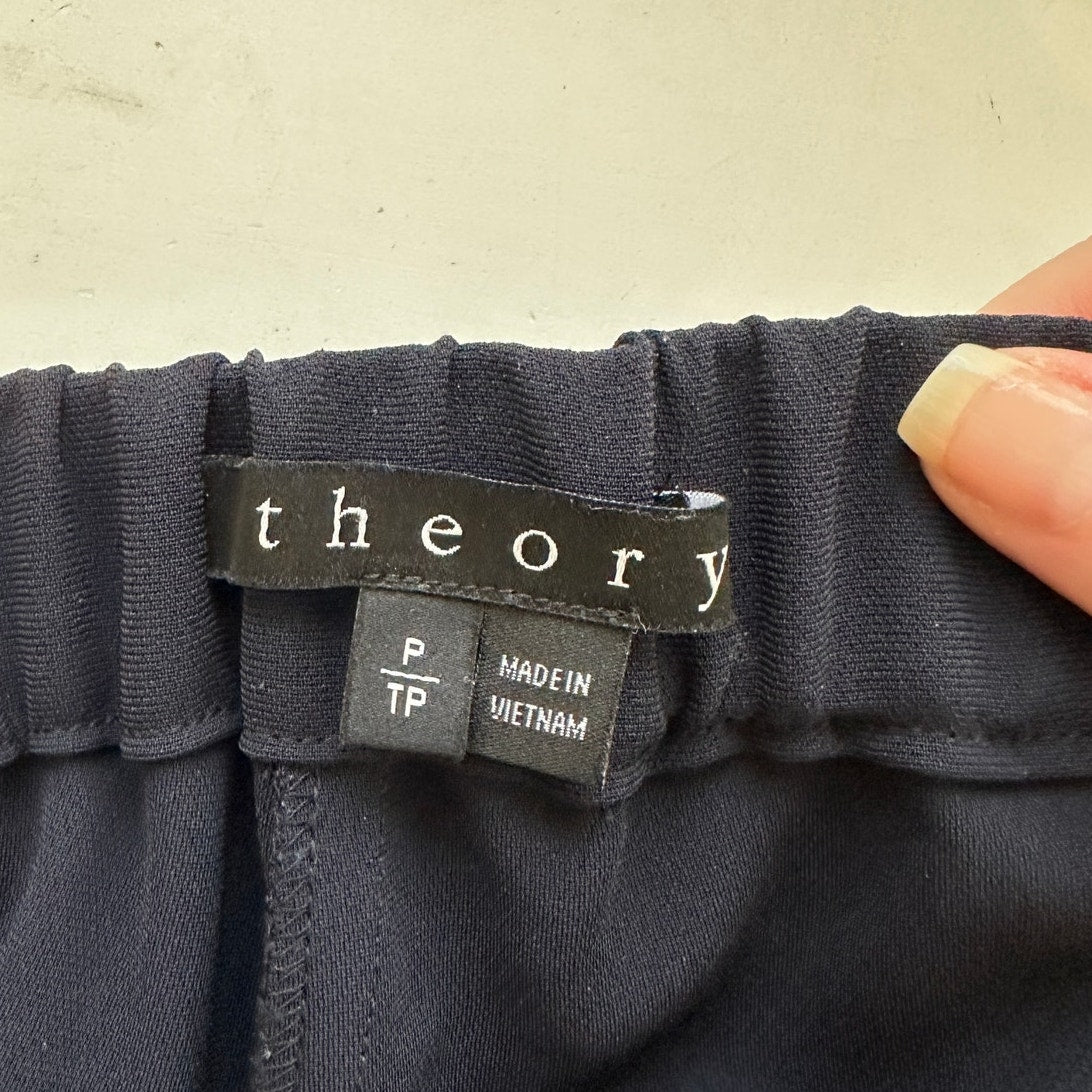 Theory Thorene Black Crepe Pocketed Pull On Slacks P XS