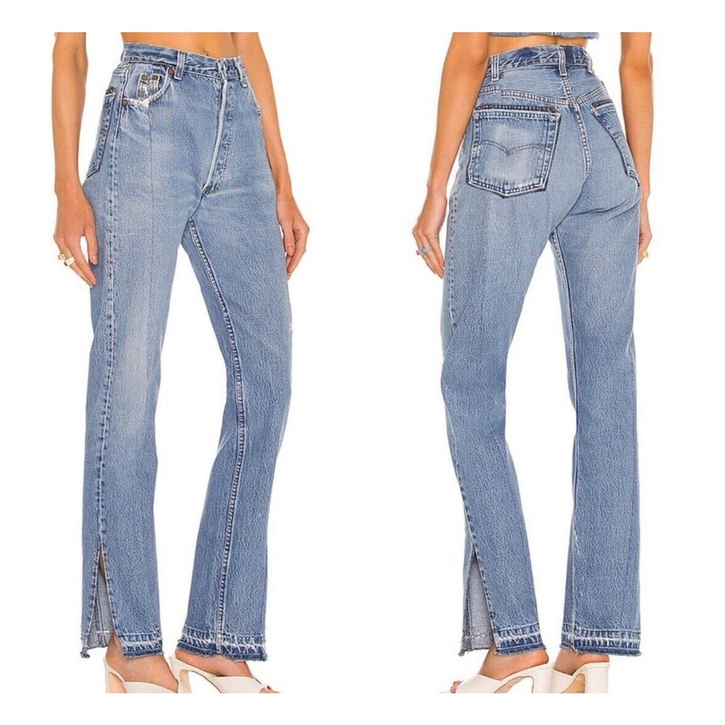 EB Denim Levi's 501 Unraveled Pocket & Hem Highrise Split Hem Button Fly Jean 23