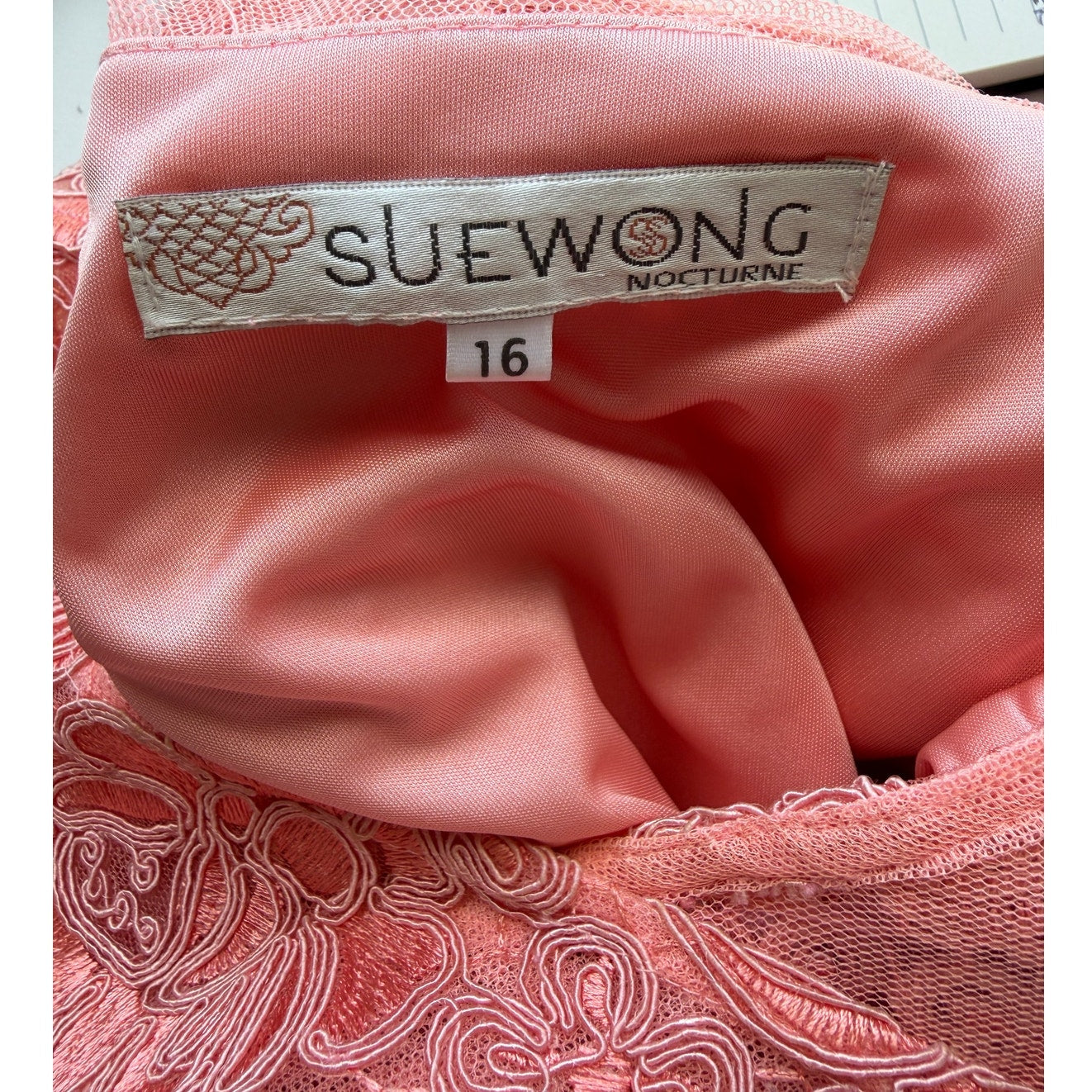 Sue Wong Nocturne Peach Embroidered Dress Women 16