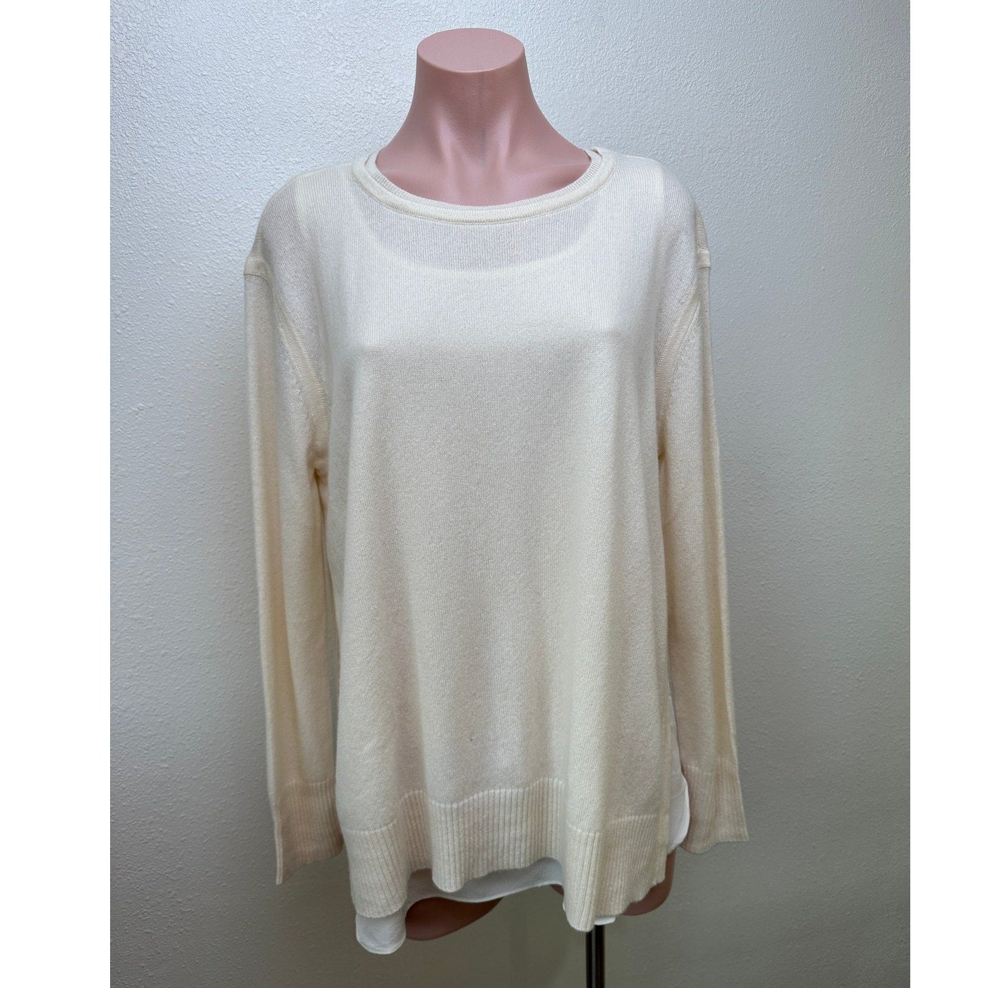 Magaschoni Sweater Cream Women US M 100% Cashmere Layered