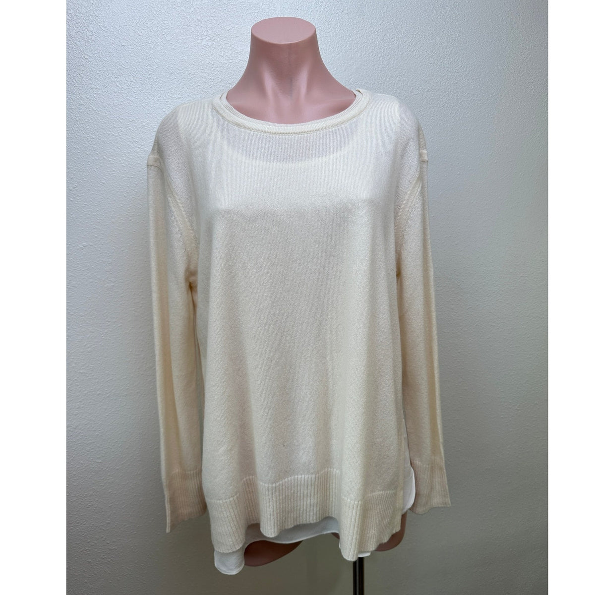 Magaschoni Sweater Cream Women US M 100% Cashmere Layered